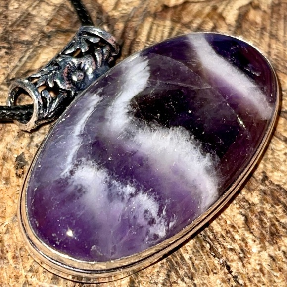 Deep Purple Chevron Amethyst Pendant 1 1/4”x 2” - Picture 10 of 15